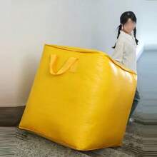 1pc Extra-Large Durable Plastic Storage Bag For Moving - Dustproof & Hand-Washable , Scratch-Resistant Moving Bag With Handles & Zipper Design , Ideal For Moving & Packing, Waterproof Quilt & Clothes Storage Organizer - Multicolor - View 5