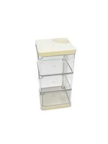 1pc Children's Room Rotating Desktop Storage Box, 2-Layer 3-Compartment Dust-Proof Hair Clip Organizer