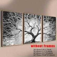 3 件/套现代黑白生命之树帆布海报和印刷品，经典生命之树帆布墙面艺术，适用于卧室、客厅或家庭办公室，是理想的礼物墙面艺术，无框架 - 黑與白 - 查看 12
