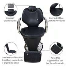 Sillon Barber Silla Barberia Estetica Hidraulico Reclinable Color Negro Forma De La Base Redonda - Negro - Ver 1