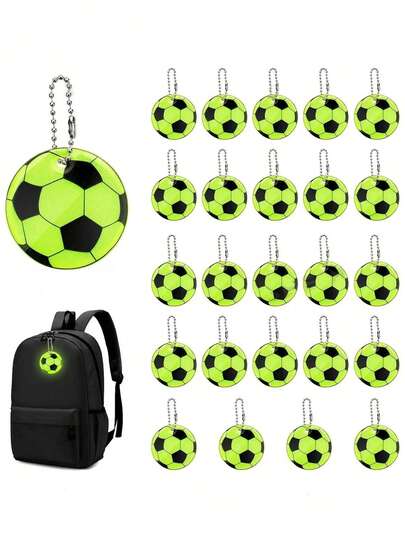 10pcs Double-Sided Reflective Football Keychain Tags | Mini Football Pendant Keychain, Waterproof And Durable - Suitable For Backpacks, Bicycles, Walking And Running, Perfect Choice For Holidays, Reflective Football Student Backpack Pendant PVC Keychain, Night Safety Warning Sign, Cycling Reflective Pendant