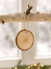 10 piezas de adornos navideños, adornos redondos de estilo rústico para colgar, decoraciones en blanco para manualidades de árboles de Navidad, fiestas navideñas, paredes de estilo campestre y decoración del hogar