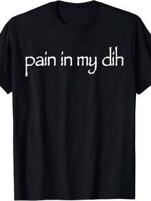 [Bold Phrase Casual Tee] Men's Funny "Pain In My DIH" Graphic T-Shirt - Soft Breathable Fabric, Regular Fit, Classic Crew Neck, Comfortable Fit, Bold Phrase Casual Everyday Tee, Machine Washable All-Season Top, Ideal Gift For Dark Humor Fans - Black - View 2