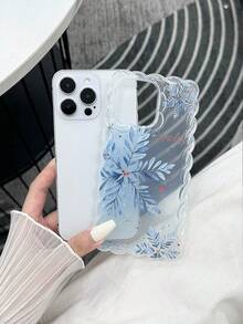 Carcasă de telefon anti-cădere din TPU, minimalistă, pictată cu model fulg de zăpadă, cu margini ondulate, împletite și accesoriu pentru brățară cu mărgele lucrate manual, compatibilă cu iPhone 17Pro/17Air/17/17ProMax 16/11/16Pro/16Plus/16ProMax/16E/15ProMax/13/14/12/XS/XR/7G/8PXR/7/8, pictată pentru iPhone 15ProMax, 13, 14, carcasă moale, P12, anti-cădere X, carcasă moale anti-cădere din TPU pictată 12/14