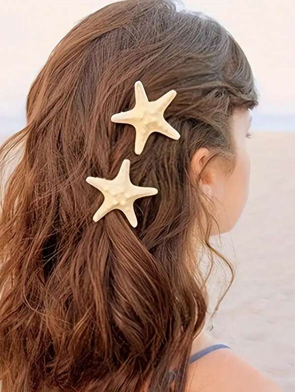 5 قطع مشابك شعر بنجمة البحر العاجية، إكسسوارات شعر فريدة وممتعة، هدية عطلة، مناسبة للحفلات والمناسبات، مشابك شعر