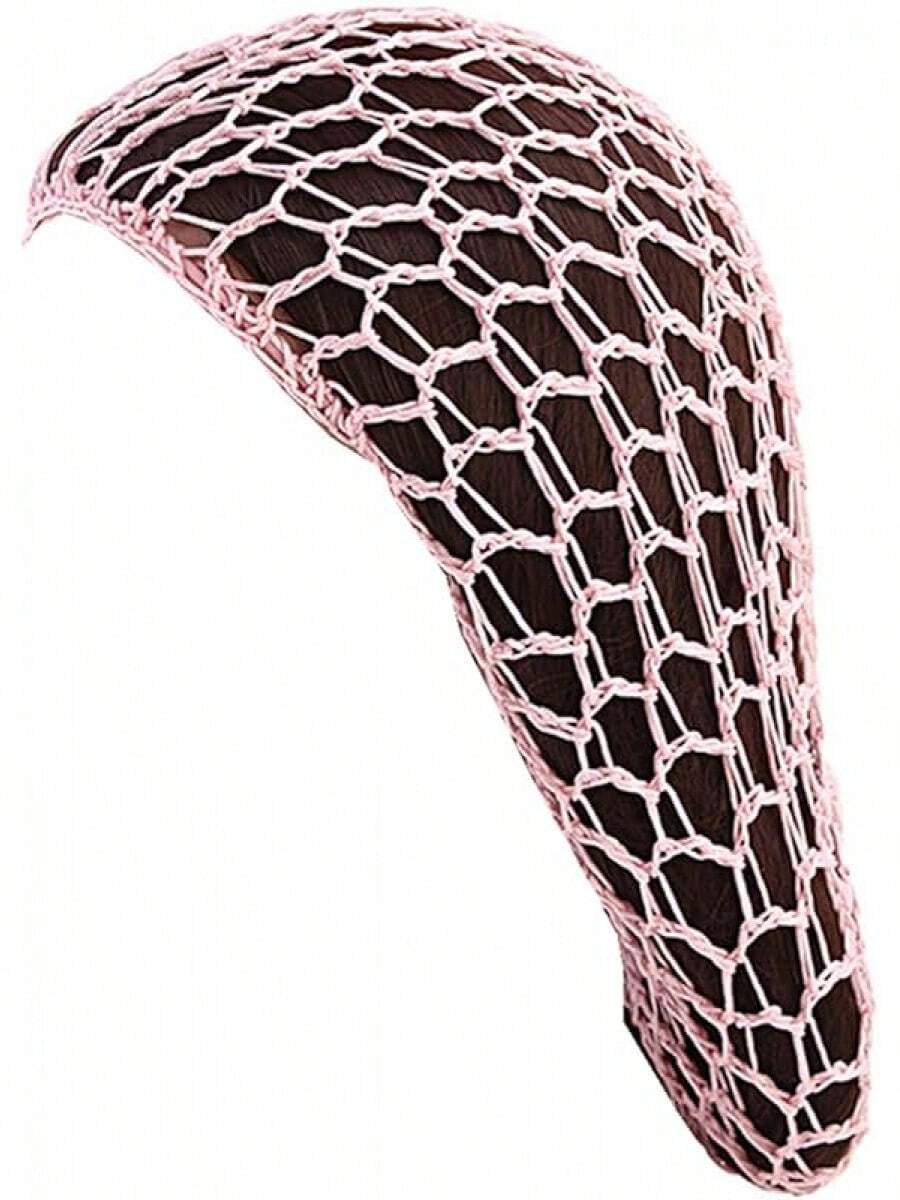 Women Soft Rayon Snood Hat Hair Net Crocheted Hair Net Mix Colorshalloween - Fw-12-粉紅色 - 查看 1