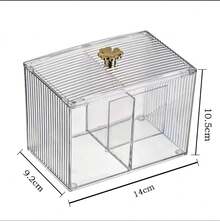 Clear Acrylic Cosmetic Organizer Box With Lid Storage For Cleaning Pads Makeup Sponges Lipstick Hair Ties Beauty Tools Minimalist Vanity Storage Countertop Dust Proof Stackable Containers Bathroom Home Decor