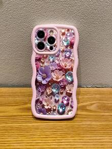 1 件薰衣草花水晶防震波浪纹手机壳，UV 印刷适用于 /Galaxy/Infinix/Redmi/OPPO/VIVO/MOTO/Realme