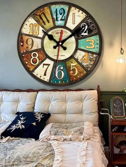 Pc 10 Inch/12 Inch Vintage Inspired Silent Wand Klok Battery Operated, Perfect Bedroom, Living Room, Office, Kitchen Bathroom view 4