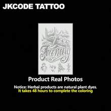 JKCODE TATTOO Hình xăm bán vĩnh viễn không thấm nước, hình xăm phong cách Graffiti cổ điển - "Gia đình & Ước mơ" Rose & Design - Hình xăm tiếng Anh thời trang dành cho nam, cổ, tay, ngón tay, kéo dài tới 15 ngày - Màu xanh hải quân - Xem 4