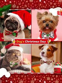 5 pezzi Collare natalizio per animali domestici, papillon per cani, motivo di Babbo Natale carino, campanellino, papillon a motivo di renna per gatti, collare per cani, accessori costume natalizio per animali domestici