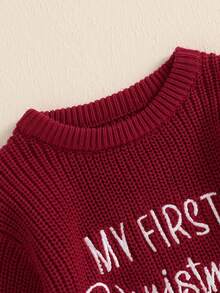 My First Christmas Baby Outfit Girl Boy Christmas Sweater Bubble Romper Long Sleeve Jumpsuit Fall Winter Outfit