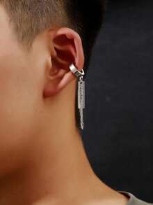 1 szt. Minimalistyczne kolczyki z łańcuszkiem w kształcie prostokąta, uniwersalny dodatek idealny do codziennego noszenia przez mężczyzn i na prezent