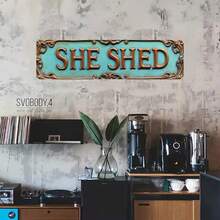 "SHE SHED" Vintage Metal Street Sign - Retro Tin Wall Art Decor, Bar Gifts For Home Pub Cafe Wall Decoration