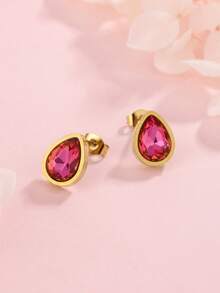 1 Pair Luxury Elegant Square Cubic Zirconia Glass Stainless Steel Earrings, Suitable For Women To Wear To Parties, Vacations Or As Valentine's Day Gift Valentines,Mom,Mother,Mother's Day,Gift