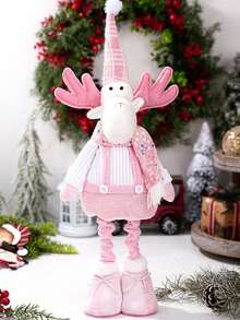 1pc Cute Christmas Pink Sequins Retractable Decorative Ornaments, Santa Claus, Snowman, Elk Desktop Decorative Ornaments, Christmas Tree Scene Decoration Props, Holiday Party Christmas Atmosphere Decoration Props, Christmas Decorations Gift, Christmas Decor, Room Decor, Home Decor