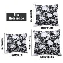 MEMNUN 1个/2个 17.7*17.7英寸(45*45厘米)/19.69*19.69英寸(50*50厘米)/15.75*15.75英寸(40*40厘米) 骷髅与花卉极简风格抱枕套，采用桃皮绒面料制成，适合营造夏季氛围、家居装饰、花园、农舍、户外家具、秋千、沙发、艺术装饰、庭院等（不含枕芯） - 黑色 - 查看 4