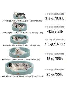 PETSIN 1 件狗/猫床，可拆卸和可清洗，半封闭式高厚宠物睡床，畅销品，适合小型/中型/大型犬和猫，4 种颜色，防滑、防潮底部牛津布 - 彩色 - 查看 6