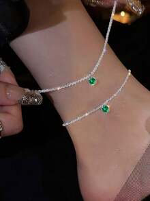 1 Stück Mode & Luxus Fußkette voller funkelnder Superbrillianz Zirkonia Fußkette für Frauen, hochwertiges Design, modisches Fußaccessoire, Schmuckzubehör, Geschenk für Mädchen/Frauen/Freundin/Mutter, Feiner Schmuck