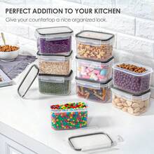 THELIFE Juego de 9 recipientes herméticos para almacenamiento de alimentos, transparentes - Negro - Ver 5