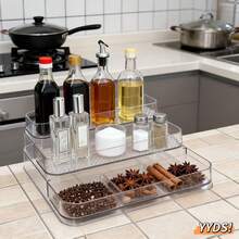 1 pièce Organisateur de maquillage de bureau élégant et transparent, boîte de rangement multi-couches convenant pour la coiffeuse, peut exposer les parfums et les soins de la peau