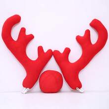1Pc Christmas Car Reindeer Antlers Christmas Decoration, Red Nose Antlers Car Kit, Reindeer Christmas Car Decoration, Decorative Exterior Universal Car Accessories, Christmas Fun Gift