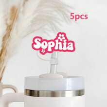 1pc Custom Personalized Acrylic Name Cup Tag,Personlized Name & Flower Straw Topper,Personalized Straw Cover Gift For Water Cup,Customized Straw Topper,Tumbler Accessories,Gift For Christmas,Back-To-School,Birthdays,Girls,Family,Friends. - Straw Holder Name Tag - View 24
