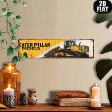1pc, Retro "CATERPILLAR DIESELS" Metal Tin Sign, Garage Sign, Street Sign, Home Decor, Room Decor, Wall Decor, Restaurant Decor, Bar Decor, Cafe Decor, Garage Decor, Farmhouse Decor, 4 * 16 Inches, 2D Flat, Funny Tin Sign, Home Decor, Gifts - 黃色 - 查看 4
