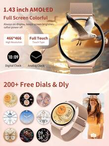 LIGE Women's Fashion Smart Watch Ultra-Thin Case, 100+ Sports Mode, A Variety Of Custom Watch Faces, Music Playback, Timed Photography, Menstrual Reminder, Weather Forecast, Sports Tracking Multi-Function Lightweight High-Level Women's Sports Smart Watch - 黑色 - 查看 7