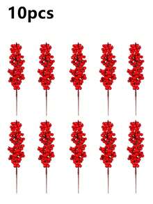 1/10/20/30pcs Red Artificial Berries Christmas Tree Decorations, Foam Holly Branches, Suitable For Christmas, Christmas Decorations, Room Decor, Home Decor, DIY Holiday Decor Accessories, Christmas Gift Wrapping Supplies, New Year Decorations - Red - View 11