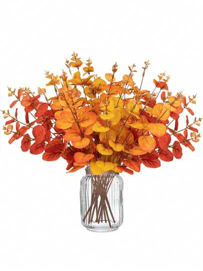 1 pieza/3 piezas/5 piezas/10 piezas/20 piezas Hojas de eucalipto artificiales de 35 cm, tallo de eucalipto falso con 3 ramas para plantas verdes navideñas, decoración de mesa de boda en el hogar, tallo de flores falsas para decoración rústica del hogar en otoño, centros de mesa de Acción de Gracias, decoración del festival de la cosecha