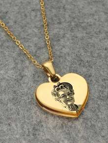 1件个性化照片心形项链，可定制刻字照片项链，个性化照片项链，方形心形照片项链，送给妈妈/妻子的礼物，不锈钢银色、金色、黑色项链，可定制刻字照片吊坠项链，周年纪念日、情人节、圣诞节、万圣节礼物 - 彩色 - 查看 5