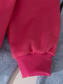 2pcs Girls Casual Outfits, Solid Color Bow Decor Design Regular Fit Crew Neck Long Sleeve Top And Pants Set, Spring/Autumn - Hot Pink - View 5