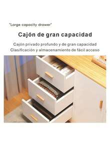 Mueble comedor 100x40cm con 4 cajones, ideal para espacios pequeños, diseño compacto y funcional, almacenamiento multiusos moderno - Blanco - Ver 5