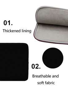 1pc Polyester Padded Solid Color Large Capacity Fully Enclosed Tablet Sleeve, Suitable For 11/13/14/15.6 Inch Tablets, Lightweight Zipper Design - Multicolor - View 4