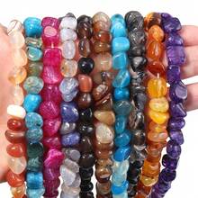 Aproximadamente 45 piezas de cuentas de piedra ovaladas asimétricas naturales surtidas, cuentas sueltas de cristal de ágata vintage de estilo informal para hacer joyas, pulseras, collares, colgantes y decoración - Multicolor - Ver 14