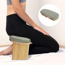 Kangten Meditation Bench, Foldable& Ergonomic Meditation Stool, Foldable Kneeling Meditation Bench CNCEST Meditation Bench, Foldable& Ergonomic Meditation Stool, Wooden Meditation Stool With Cushion Used As A Yoga Bench, Prayer Bench (Green) A Nice Gift - 木色+綠色 - 查看 4