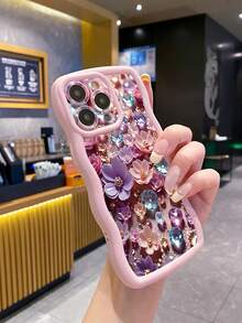 1 件薰衣草花水晶防震波浪纹手机壳，UV 印刷适用于 /Galaxy/Infinix/Redmi/OPPO/VIVO/MOTO/Realme