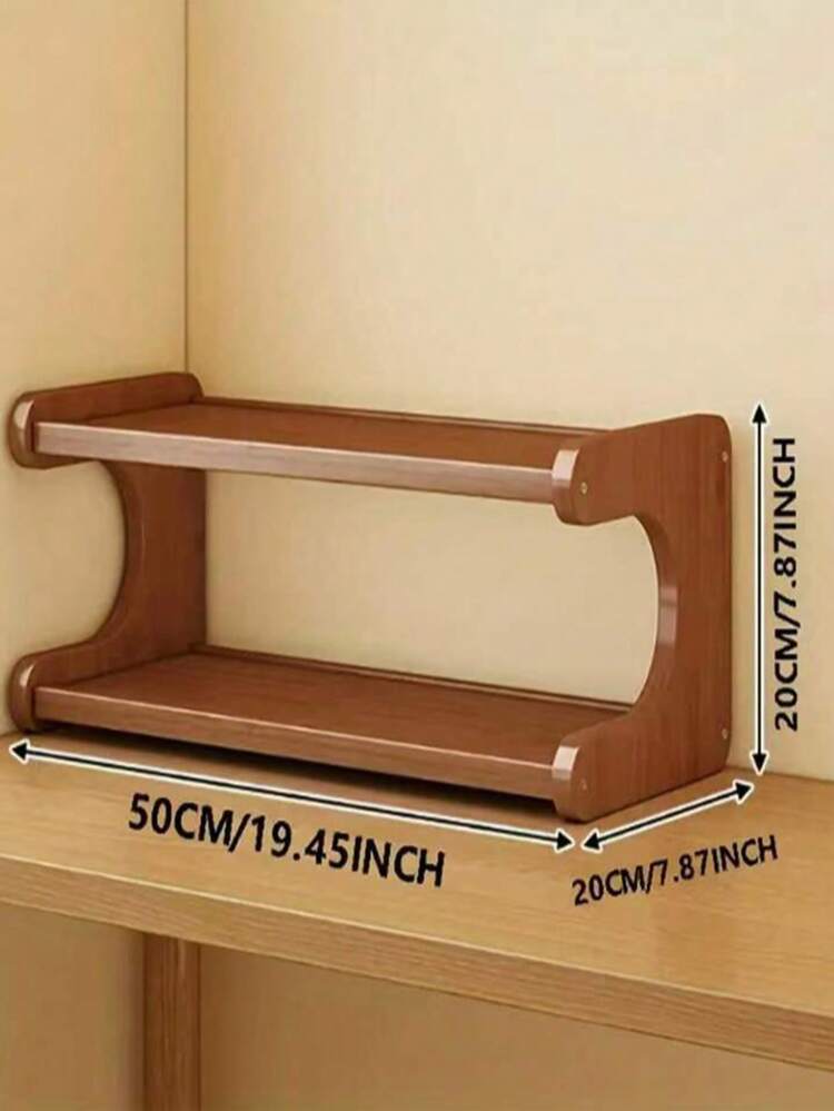 2/3/4 层桌面架，配有加厚竹木隔板，非常适合在厨房、书房、客厅、储物架中存放和整理香料、零食、咖啡杯、书籍和其他物品 - 棕色的 - 查看 15