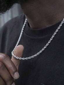 3mm Stainless Steel Twist Chain Necklace For Men And Women, Silver Chain, 18/20/22/24 Inches, Suitable For Party, Daily Wear, Holiday Gift