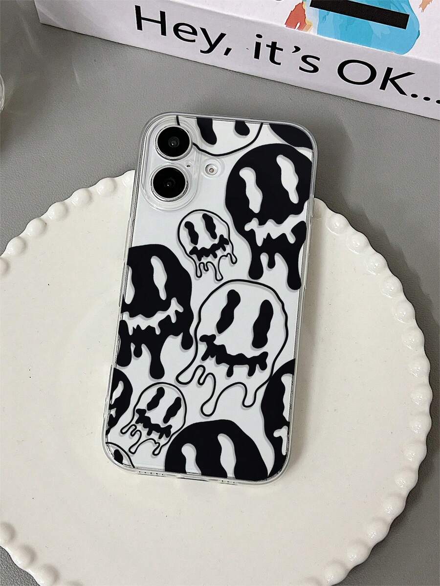 1pc Halloween Pumpkin Face Transparent TPU Shockproof Phone Case Compatible With Apple 17/16/15/14/13/12/11/XSMAX/X/XS/XR/7PLUS/8PLUS/7/8 And Galaxy S20/21/22/23/24/25