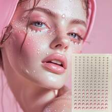 162 件 Y2K 3/4/5/6 毫米面部宝石和泪珠贴纸，带有彩色贝壳泪珠水钻设计，适合节日、美甲、缝纫、拉丁舞、婚礼装饰、音乐活动、电子舞会照片道具、完美的情人节派对造型、单身派对、万圣节派对 - 無色 - 查看 23