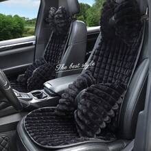 1pc Plush Car Seat Cushion, Soft Anti-Slip Comfortable Half-Covered Seat Pad Protector, Suitable For Autumn/Winter - Black - View 1