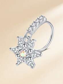1 件 20G 吊坠鼻环女式不锈钢鼻穿孔饰品软骨耳环 CZ 花朵领结水滴十字耳屏耳轮唇穿孔，银金吊坠鼻环吊坠鼻穿孔首饰套装可爱鼻环耳环吊坠软骨耳环女士时尚配饰