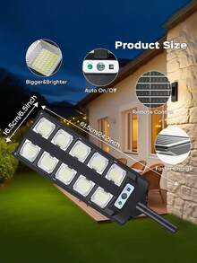 1pcs/2pcs Solar Double-Row Street Lamps, 260LED Ultra-Bright Outdoor Courtyard Lamps, Large Row Lamps, Outdoor Garden Solar Waterproof IP44, Automatic Sensor Switch, Suitable For Family Courtyards And Outdoor Courtyard Lamps, Sports And Leisure Areas, Commercial Street Night Lighting, Christmas Decorative Lamps (2000mah) - 黑色 - 查看 11