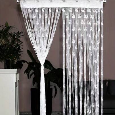1 件流苏窗帘带耳环图案，适合客厅、卧室、浴室、婚礼、房间隔断的家居装饰