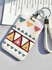 1Pc INS Cute Diamond Grid Arrow Love Cherry Blossom School Access Control Credit Card Holder Bag Bus Card Holder Keychain Geometric Pattern Suitable For Daily Use By Male And Female Working Students For Women Money Wallet Mini Wallet Purse Wallet Wristlet Wallet Card Wallet