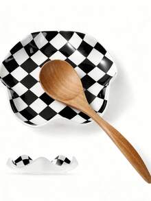 INS-Stil Schachbrett Retro Wolken Keramikteller, Dessert-/Salat-/Frühstücksteller, Haushaltsgeschirr, Schmuck-/Lippenstift-Aufbewahrungsschale, nordischer Stil Dessertteller, Foto-Prop-Dekoration