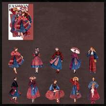 20 件/包复古人物贴纸，创意美学贴纸贴花，DIY 装饰拼贴工艺材料，节日礼物，个性化剪贴簿学校用品 - 彩色 - 查看 16