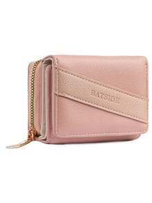 BATSIOE Women's Short Patchwork Color Block Wallet Fashionable Trifold Small Clutch Purse Student Pouch With Zipper Coin Pocket Perfect Gift For Women And Girls Money Wallet Mini Wallet Purse Wallet Y2K Small Wallet Cute Wallet